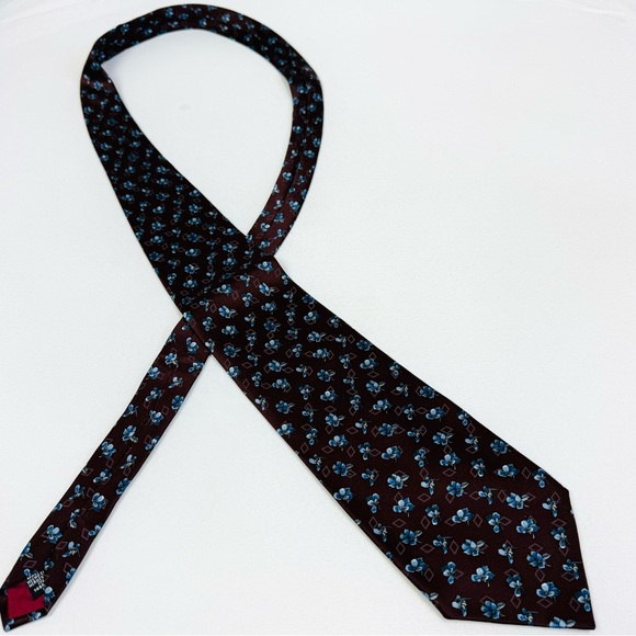 Geoffrey Beene 100% Italian Silk Floral Necktie - Picture 4 of 7